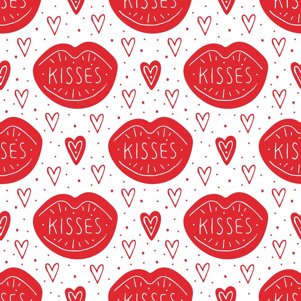 Kisses with hearts  vector