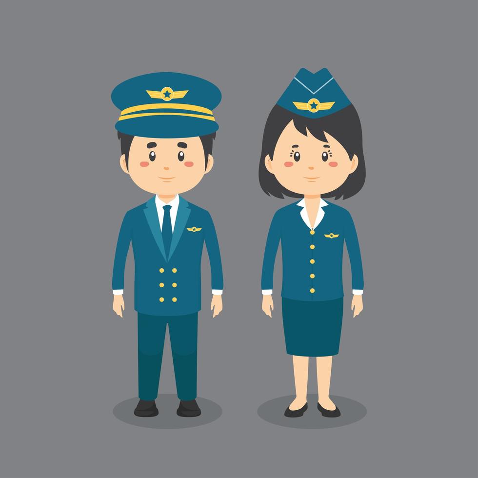 Characters Wearing Pilot Uniform vector