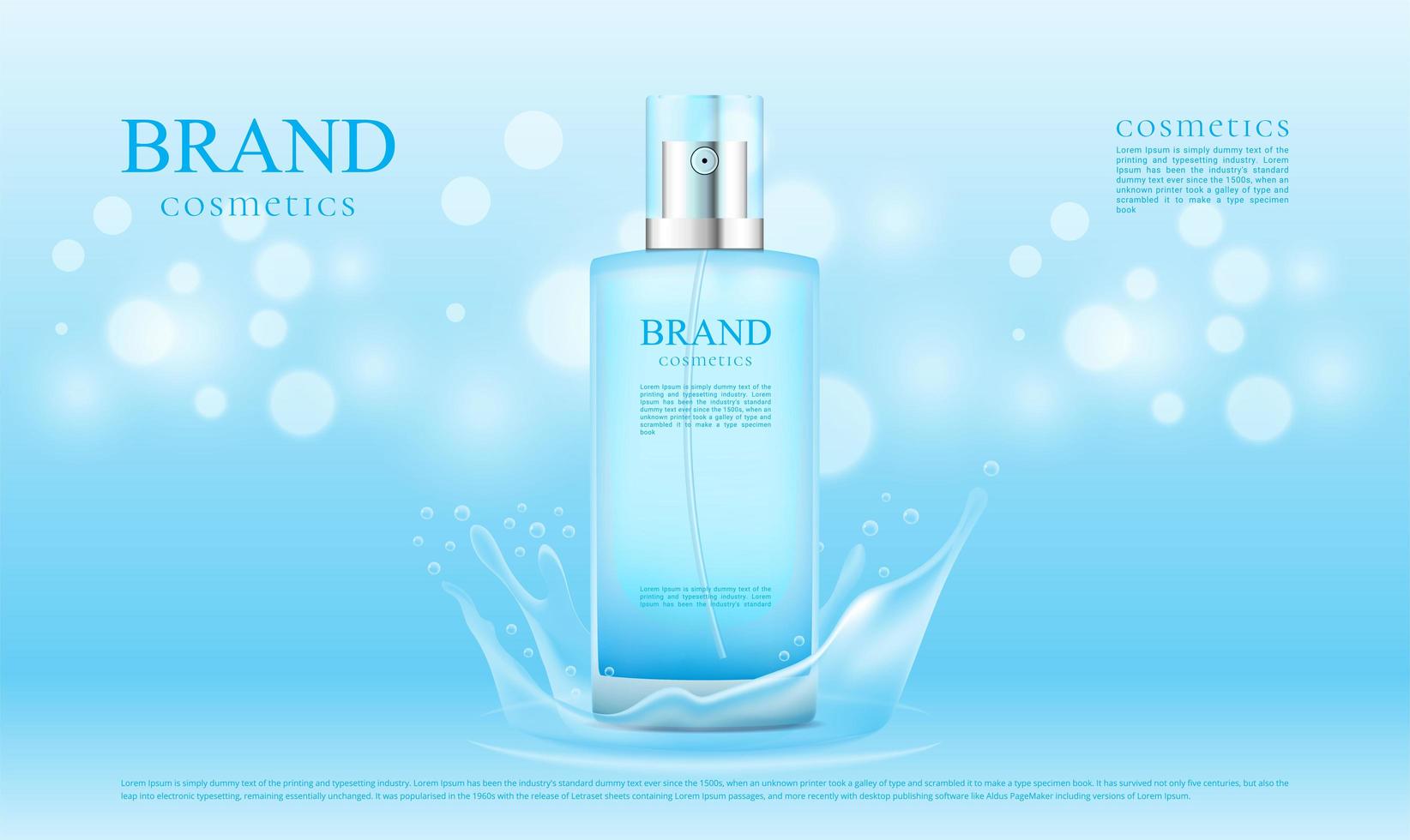 Blue splash water for cosmetics product advertisement  vector