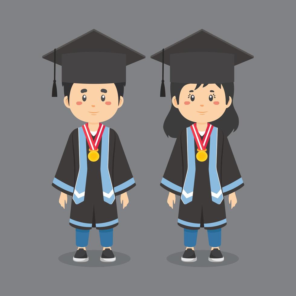 personajes con trajes de graduación vector