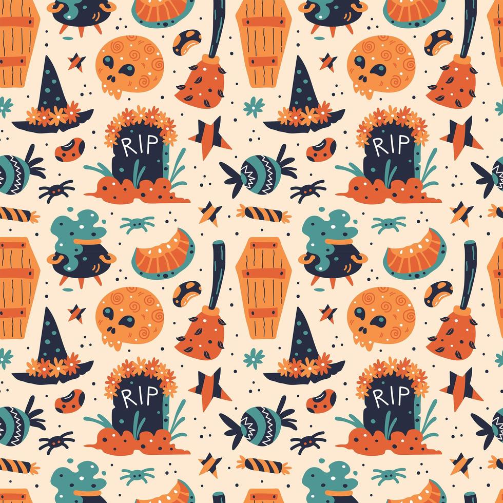 Happy Halloween seamless pattern vector