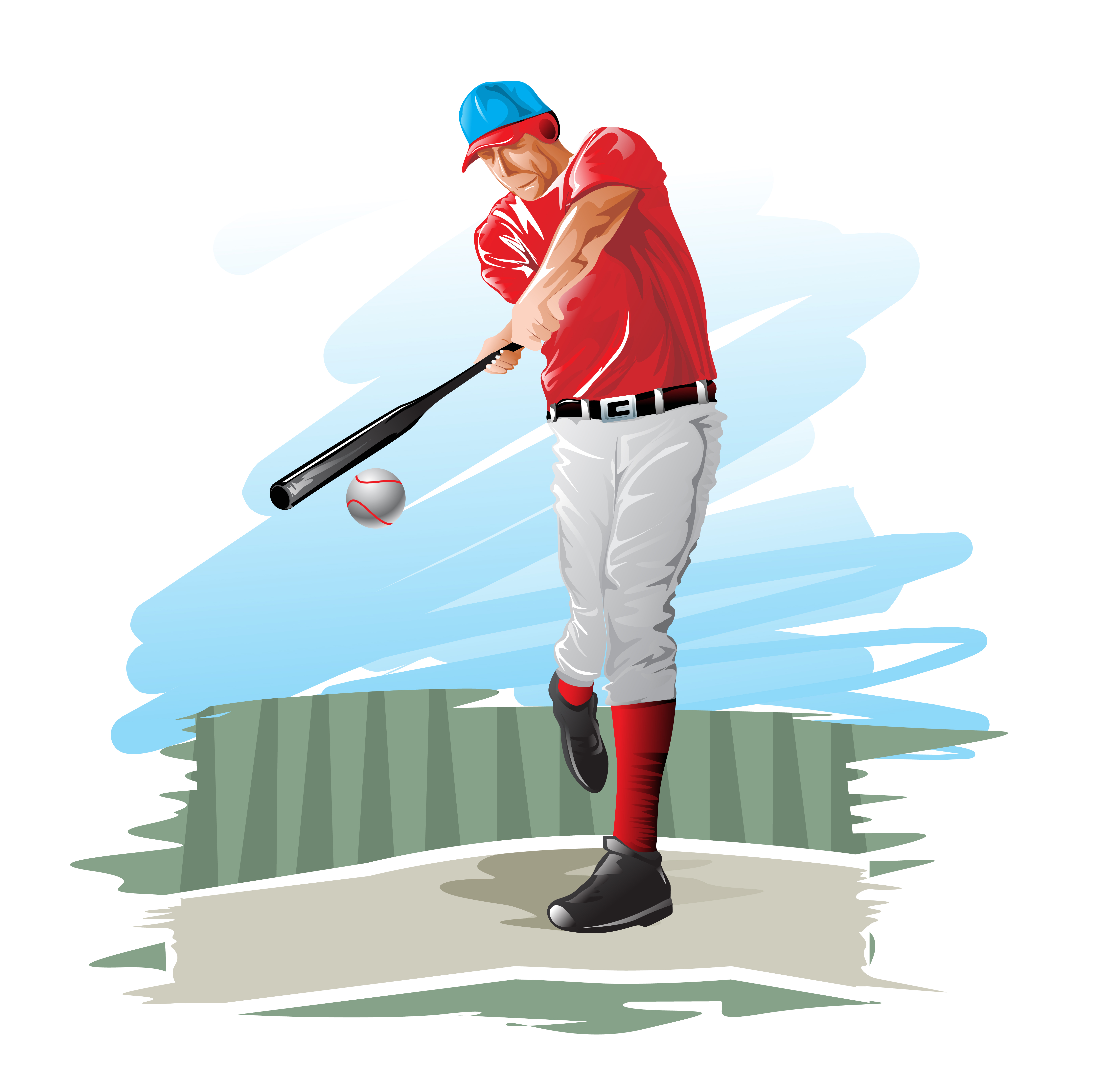 Baseball Player Swinging at Baseball 1259118 Vector Art at Vecteezy