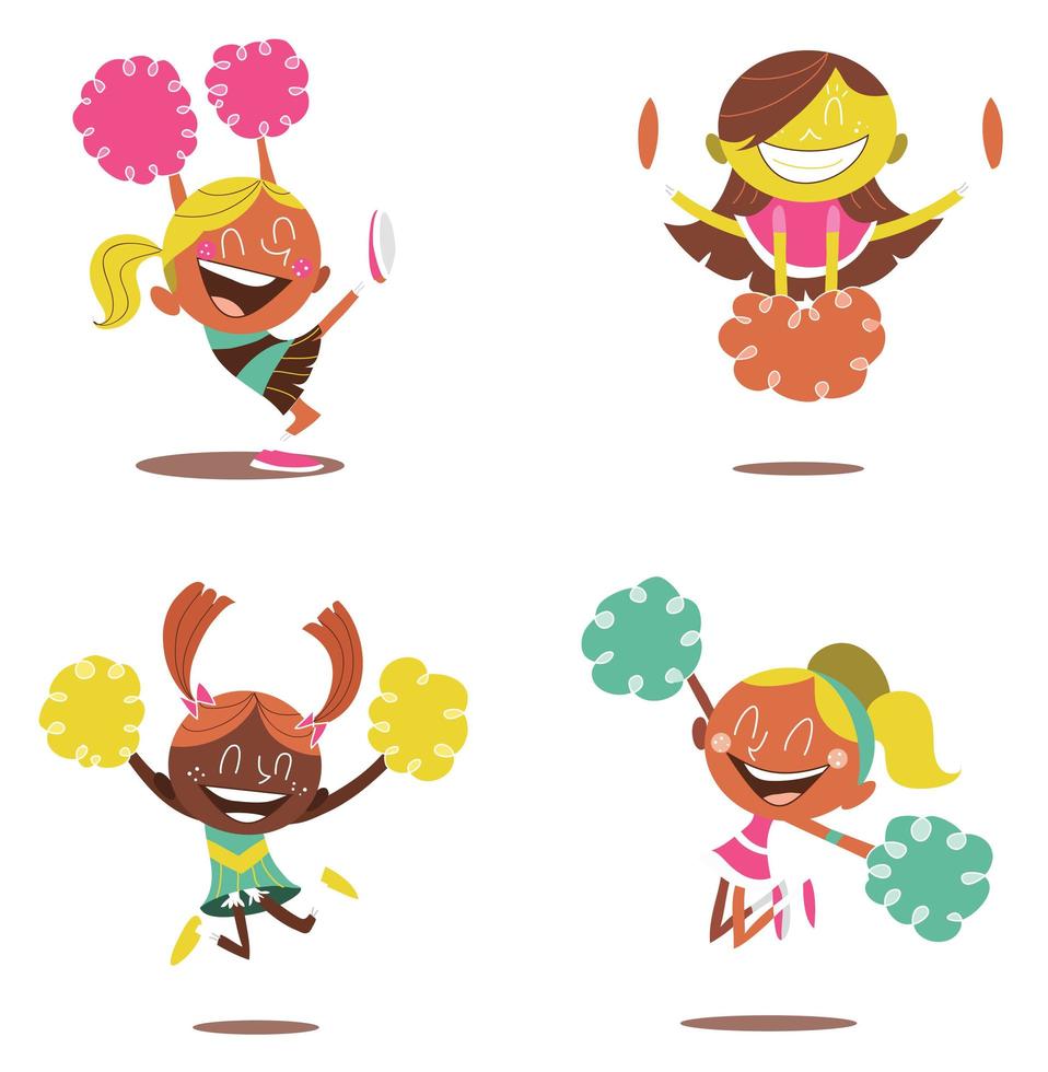 Four Young Smiling Cheerleaders Cheering vector