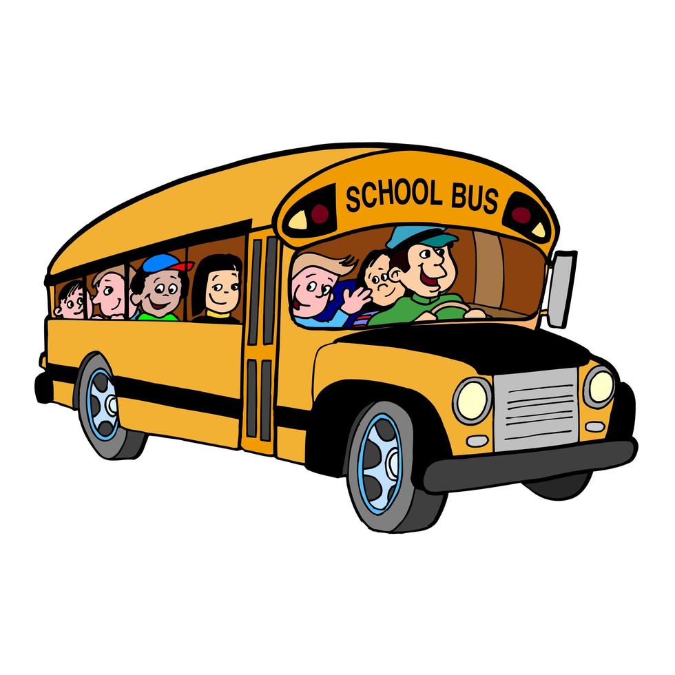 Side view of chool bus with children vector