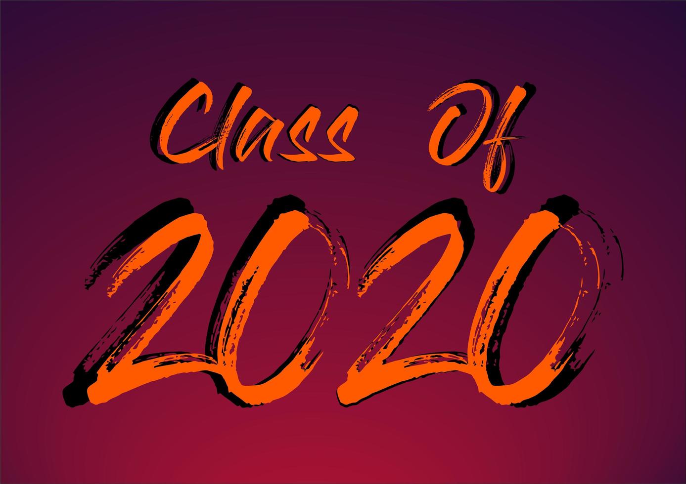 Class of 2020 brush stroke typography poster vector