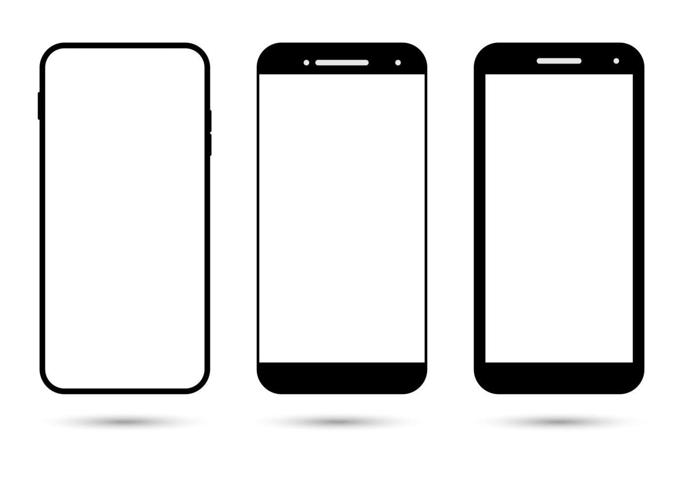colección de teléfonos inteligentes con pantalla blanca en blanco vector