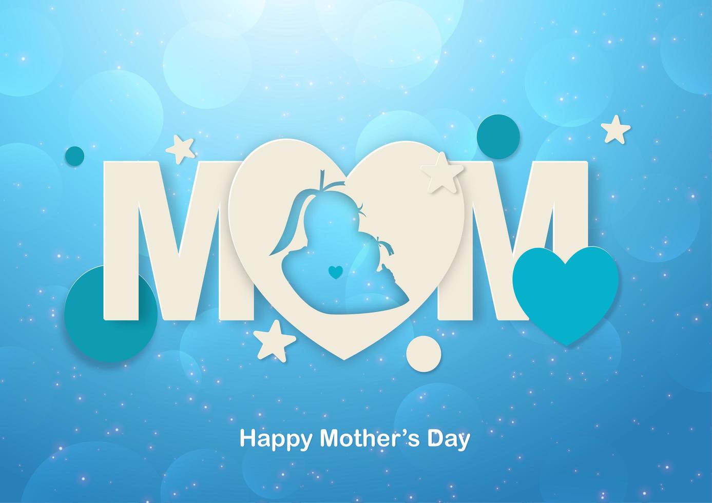 Happy mother's day Mom and shapes paper art design vector