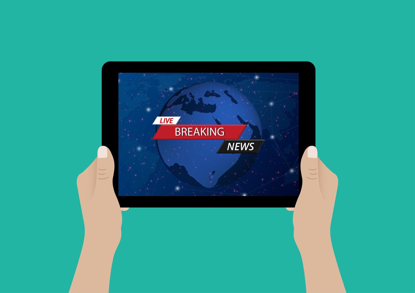 Online breaking news article on the tablet screen vector