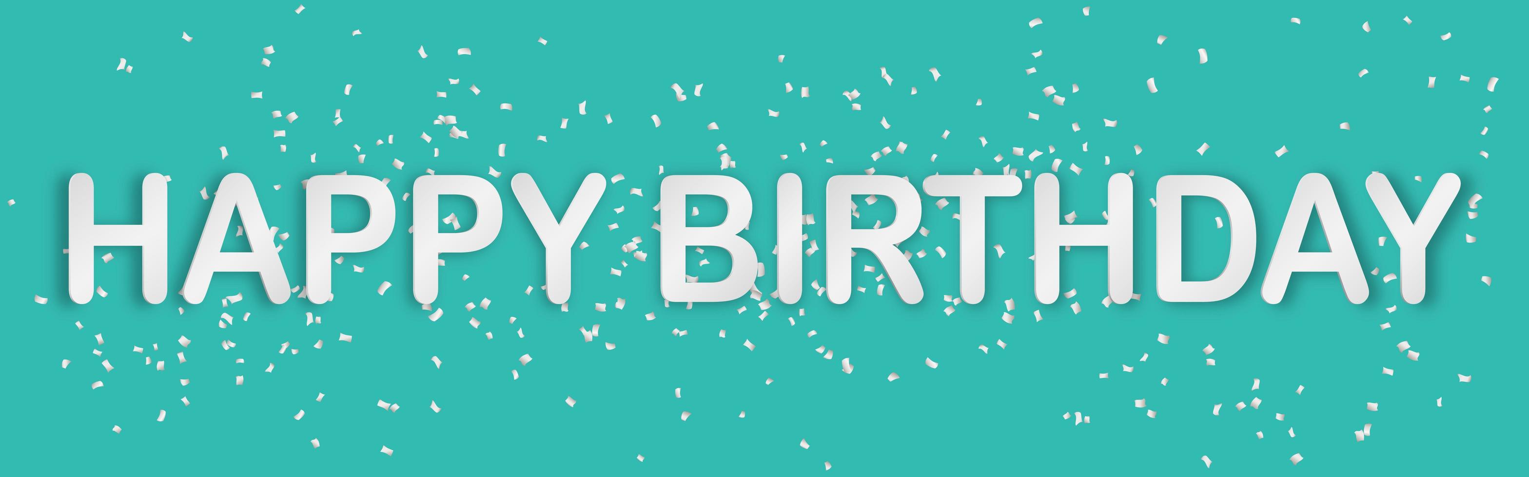 Happy birthday typography paper art style banner with confetti vector