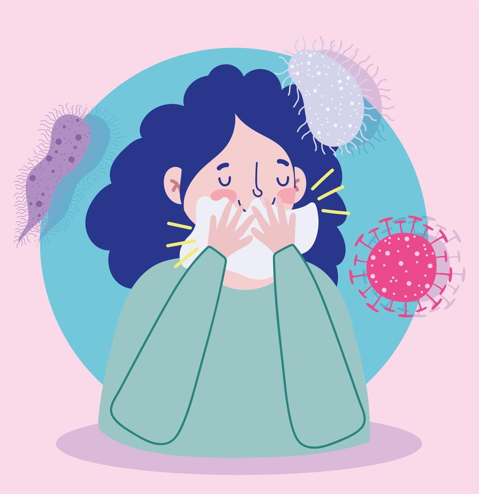 Woman character and viral infection awareness vector