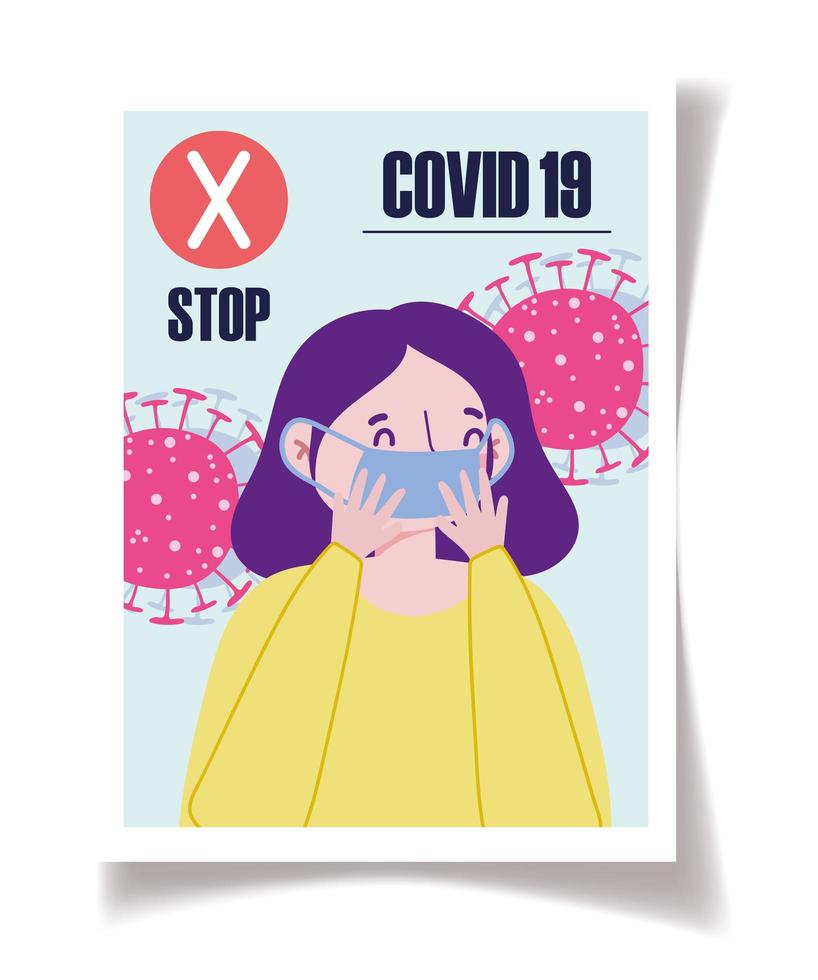 Stop coronavirus spread poster template vector