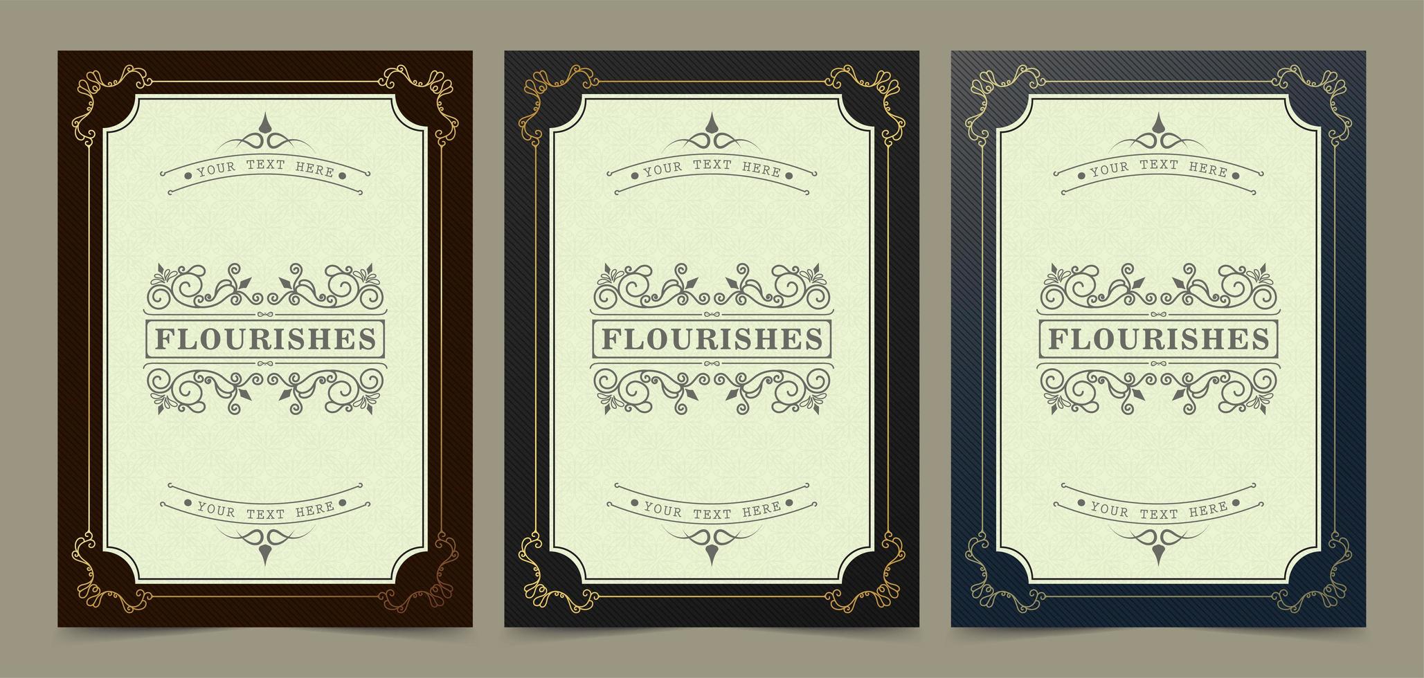 Elegant Gold Flourish Frames Set vector