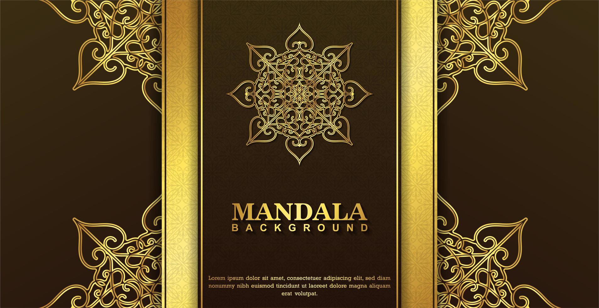 diseño de mandala decorativo de lujo marrón y dorado vector