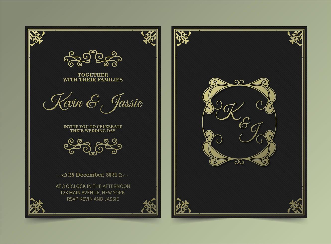 Luxury vintage wedding invitation cards vector