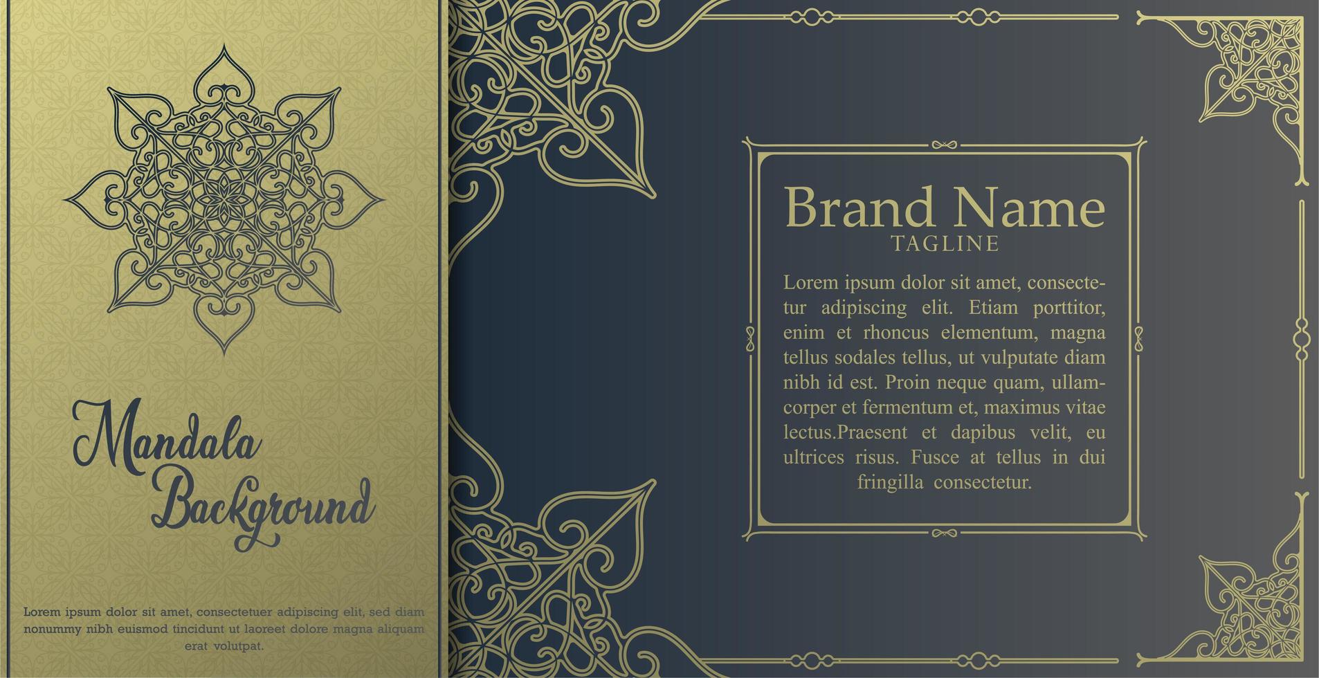 Luxury mandala card with gold elements vector