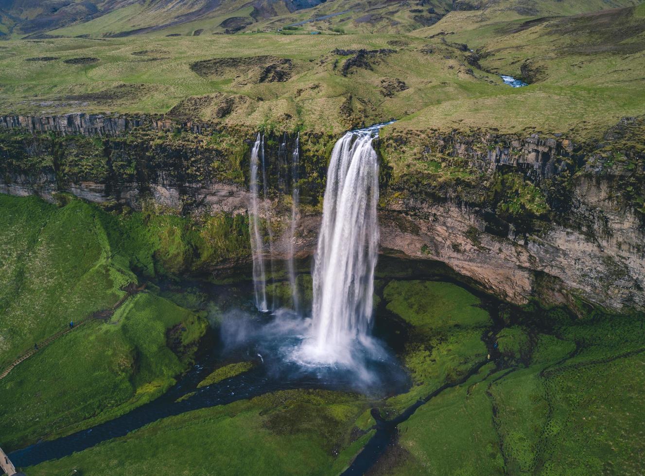 Aerial photography of waterfalls photo