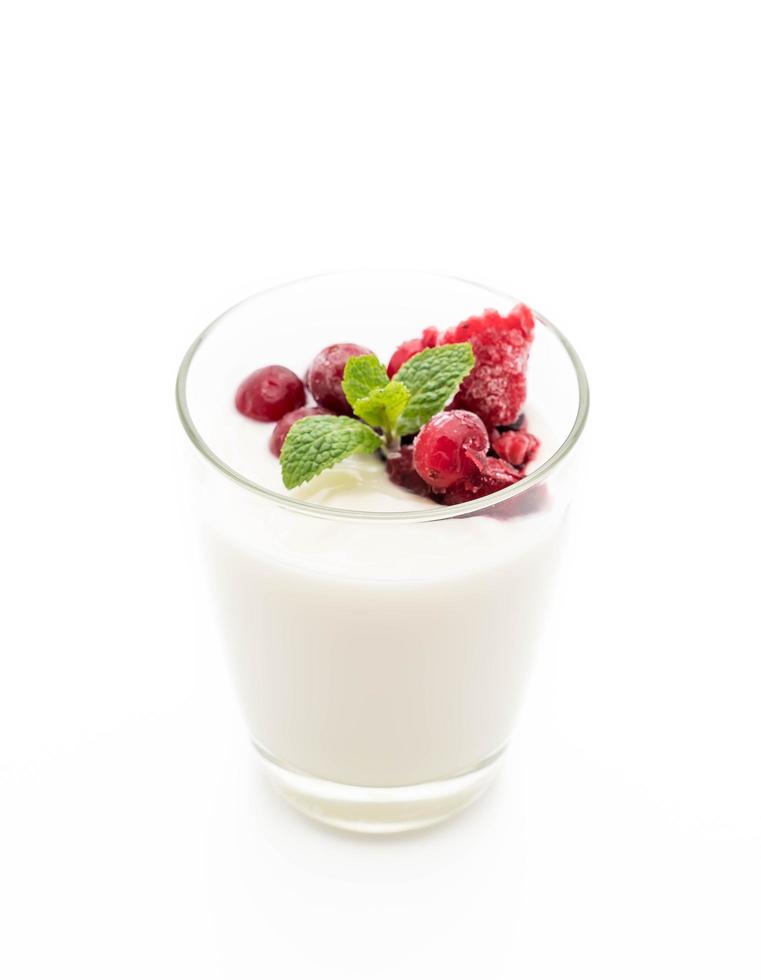 Yogurt with mixed berries photo