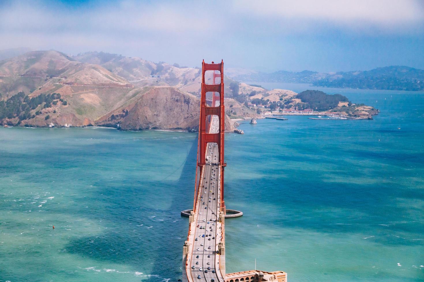 Aerial view the Golden Gate Bridge during the day photo