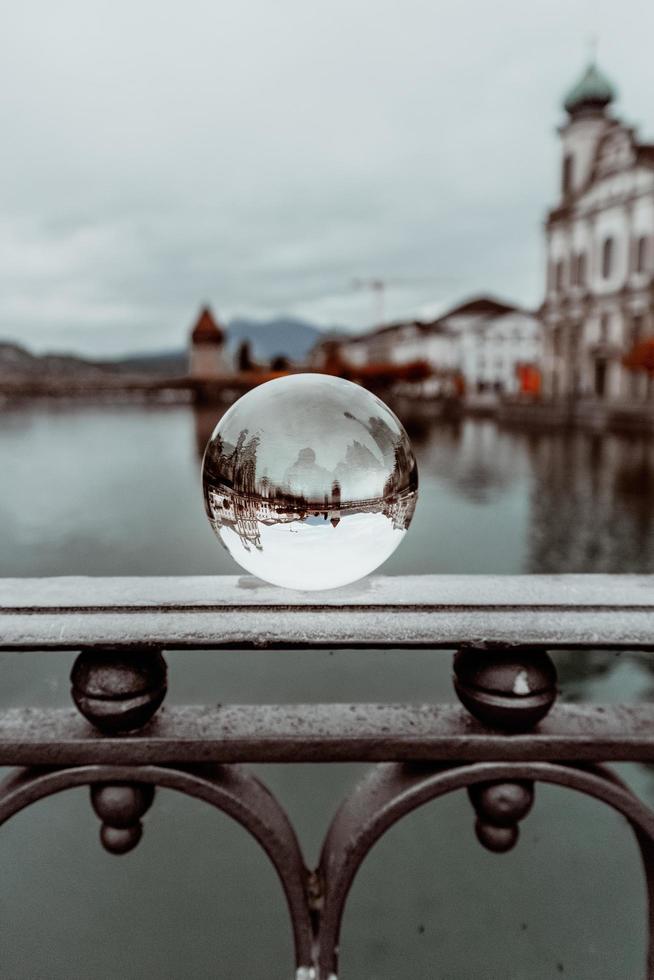  Lens ball on railing photo