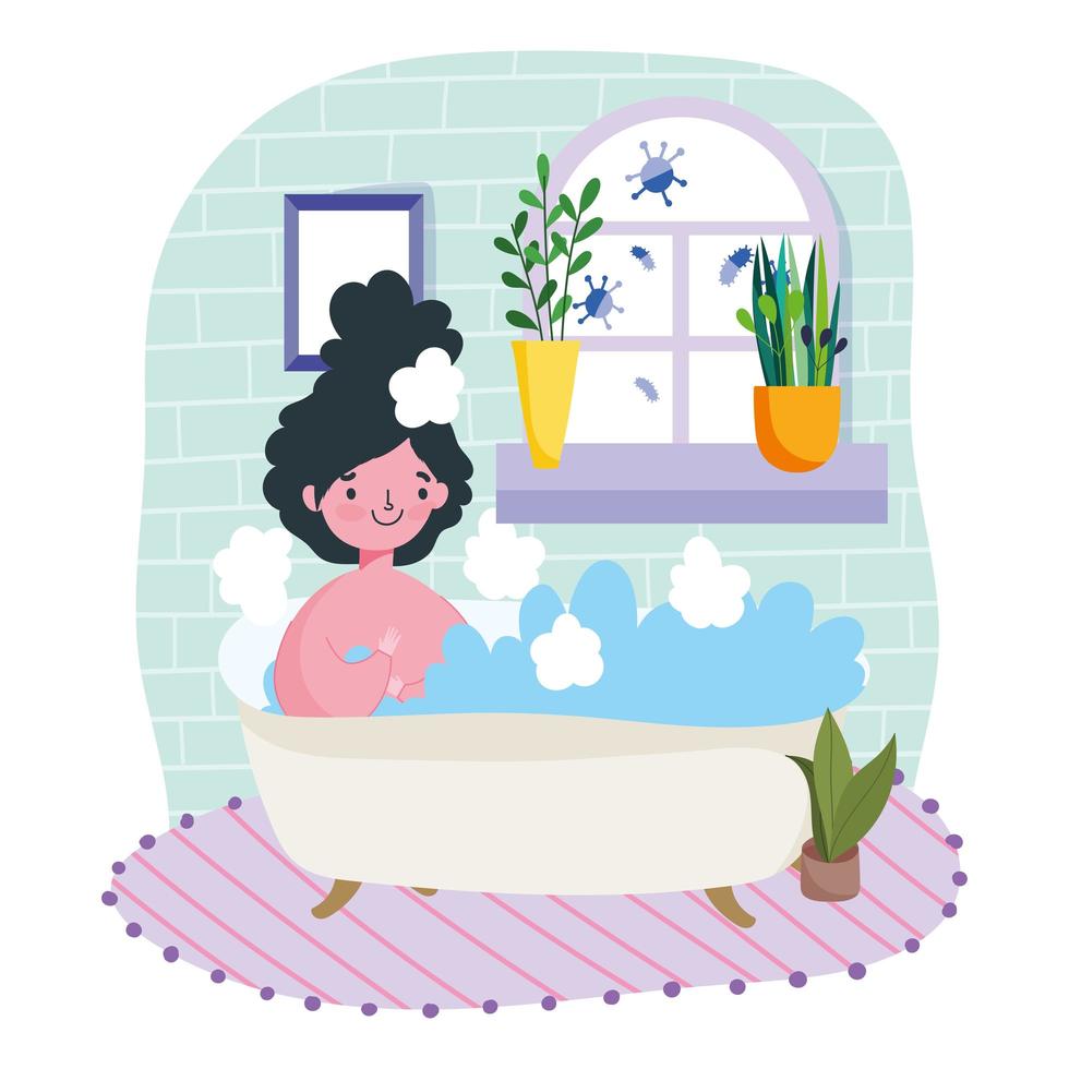 Young woman relaxing in the bathtub  vector