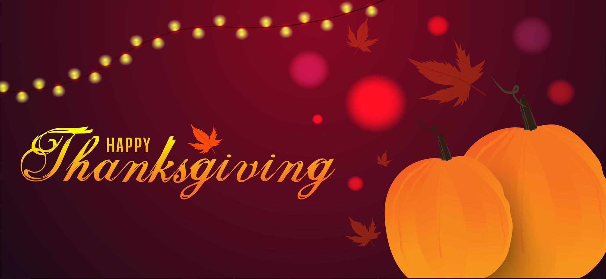 Happy Thanksgiving with pumpkins and lighting garland  vector