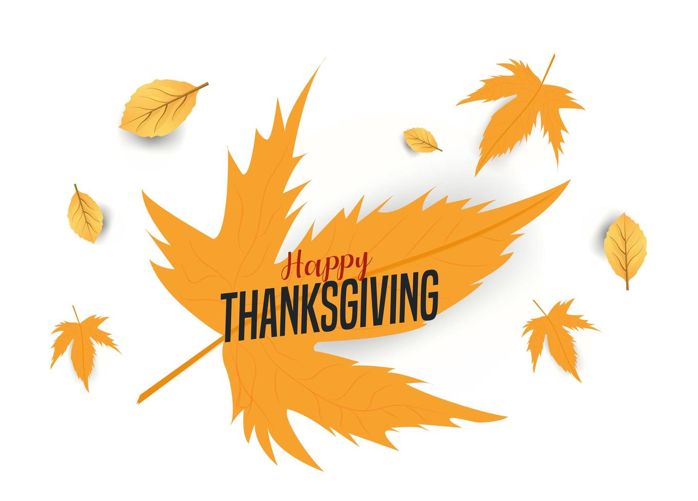 Happy Thanksgiving on maple leaves vector