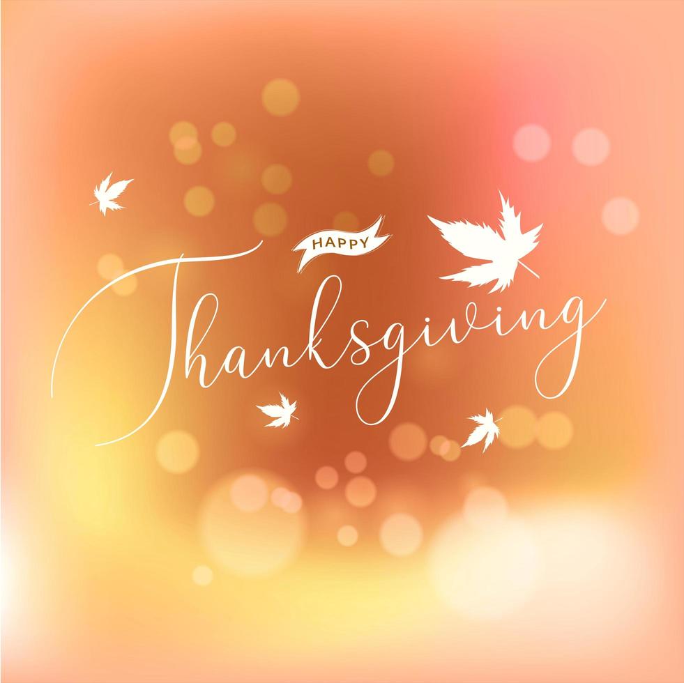 Happy Thanksgiving Calligraphy on bokeh effect vector