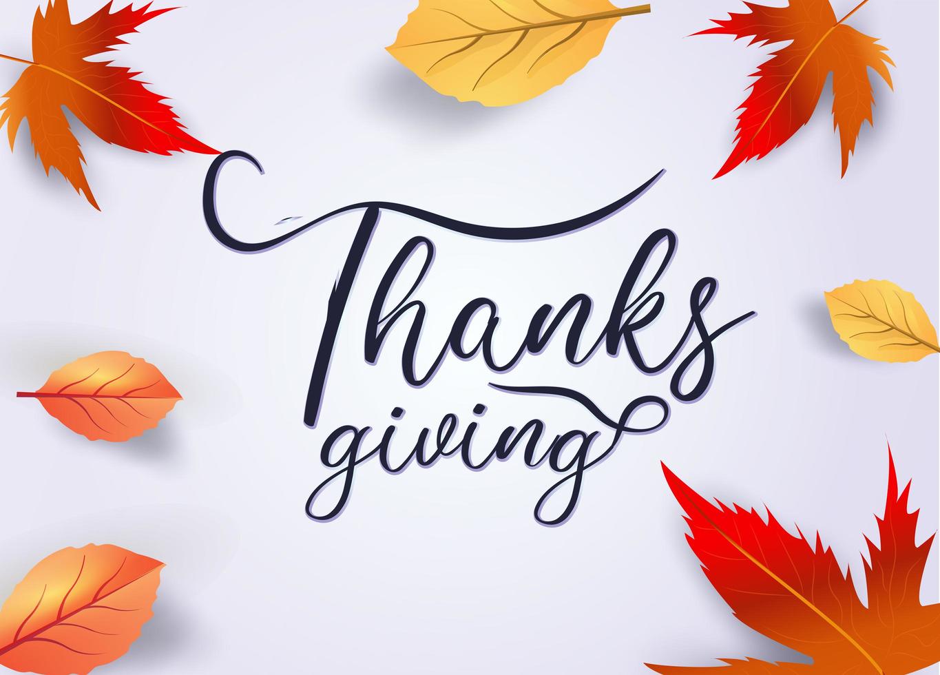 Thanksgiving text decorated with autumn leaves vector