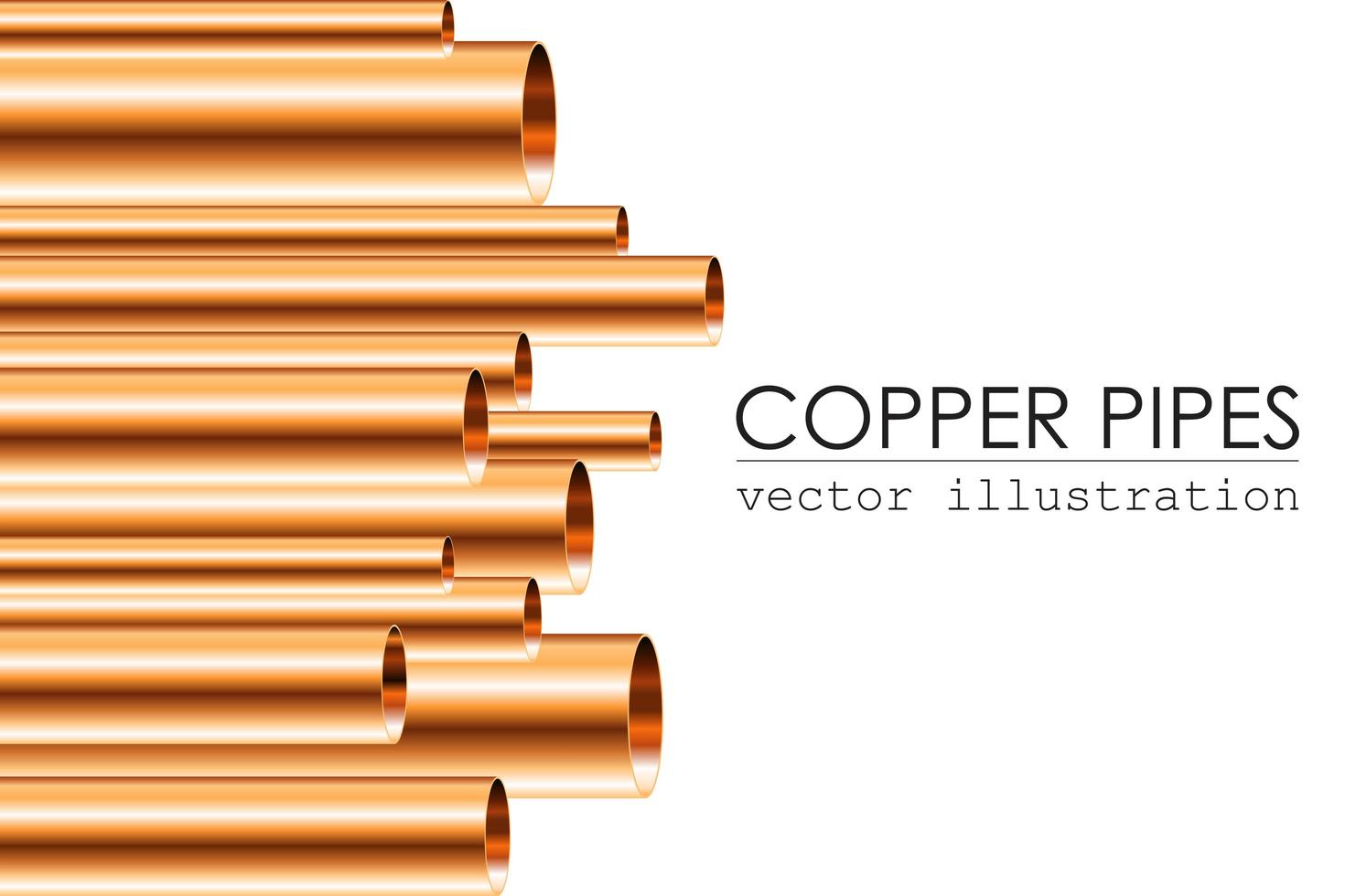 Different sized copper pipes vector