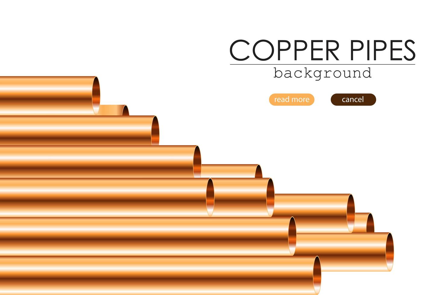 Collection of isolated copper pipes vector