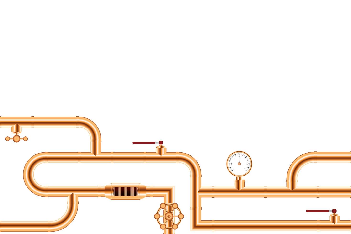 Copper pipes connection system vector