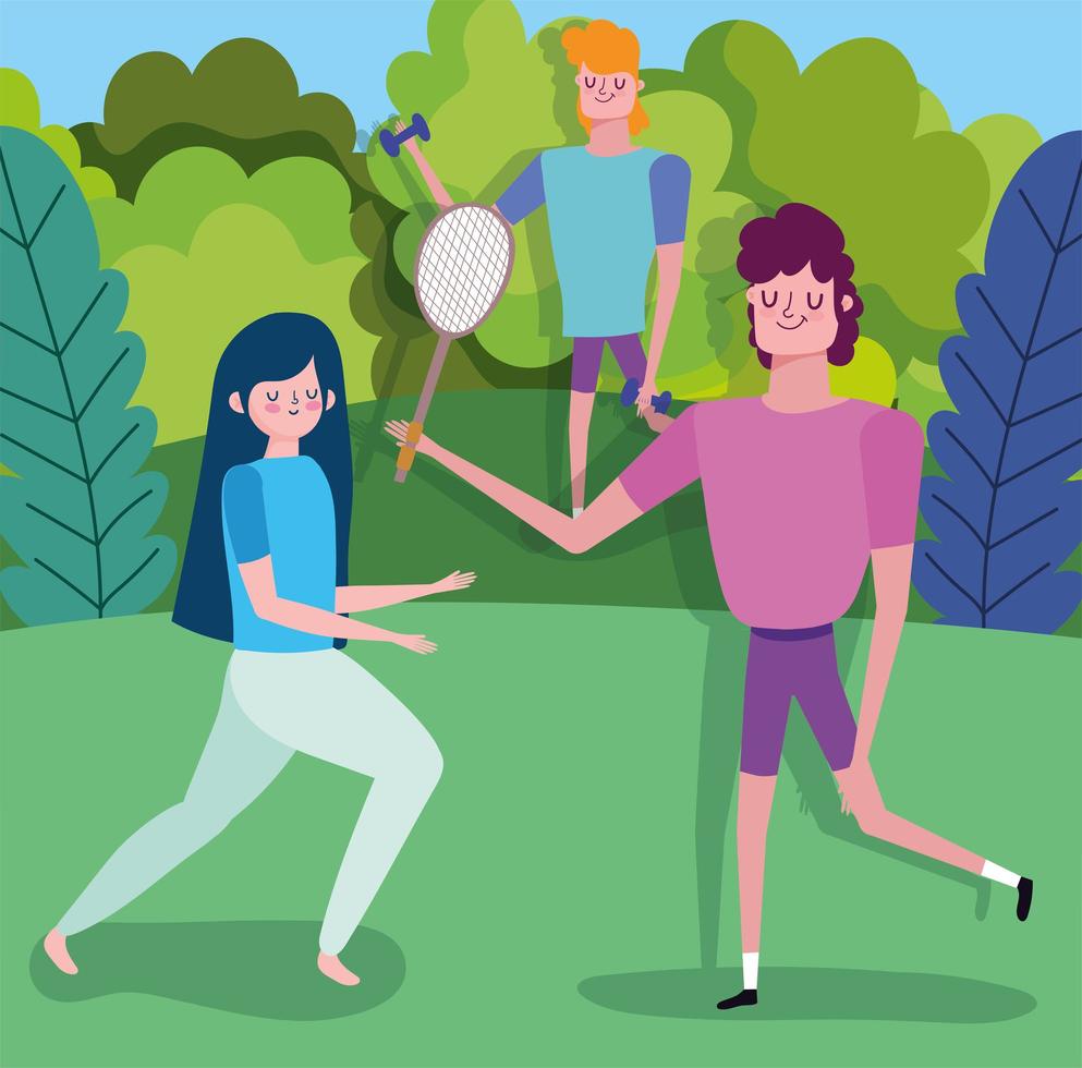 People exercising outdoors  vector