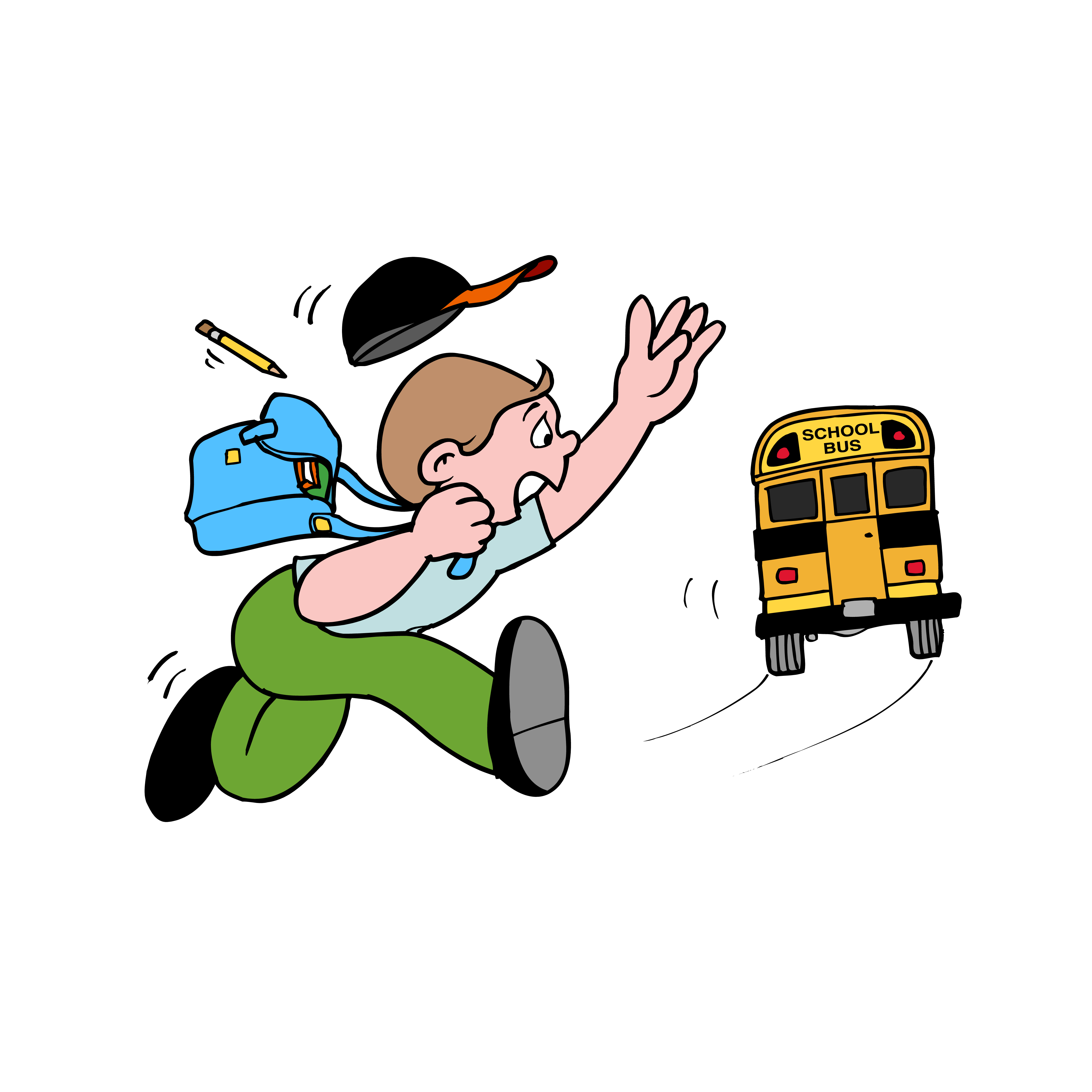 Student running to catch school bus 1260989 vector art at vecteezy