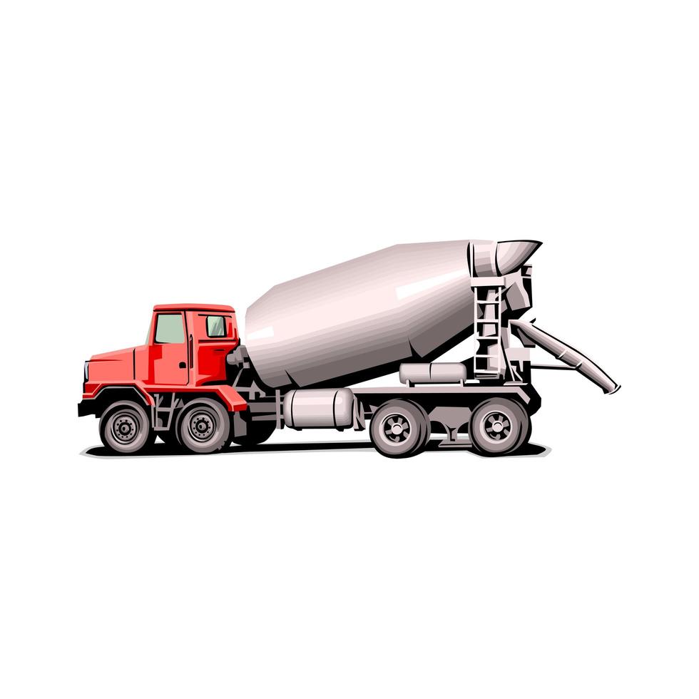 Side view of concrete mixer truck vector