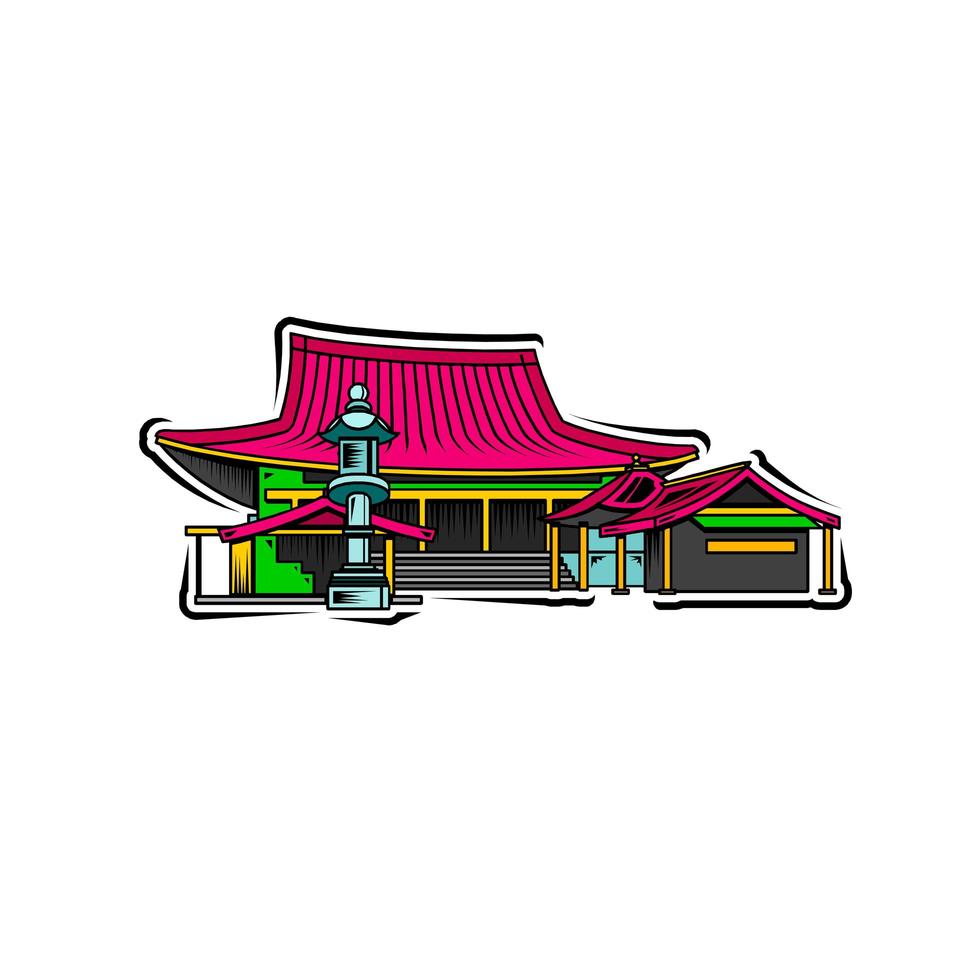 templo chino sobre fondo blanco aislado vector