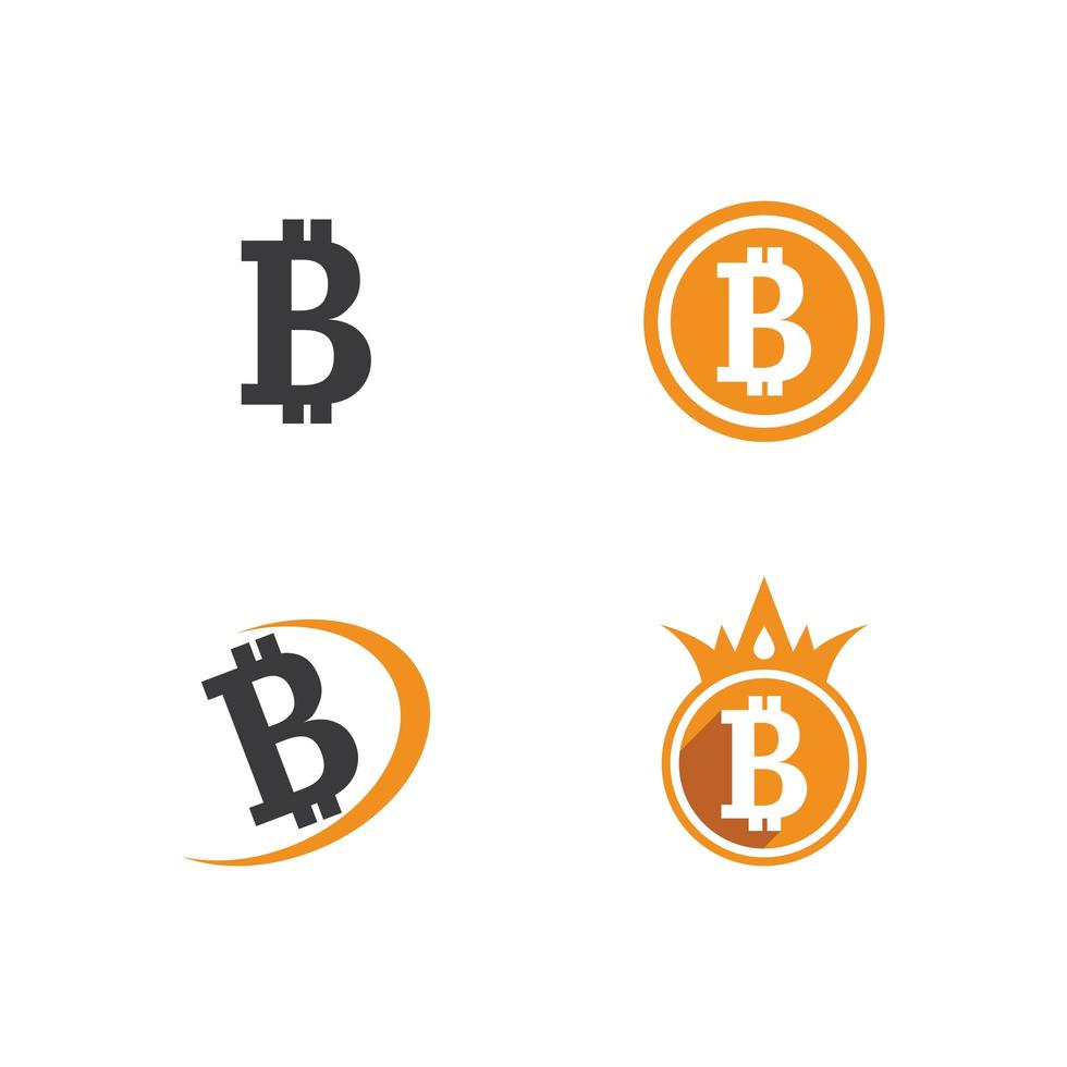 Gray and orange Bit Coin icons vector