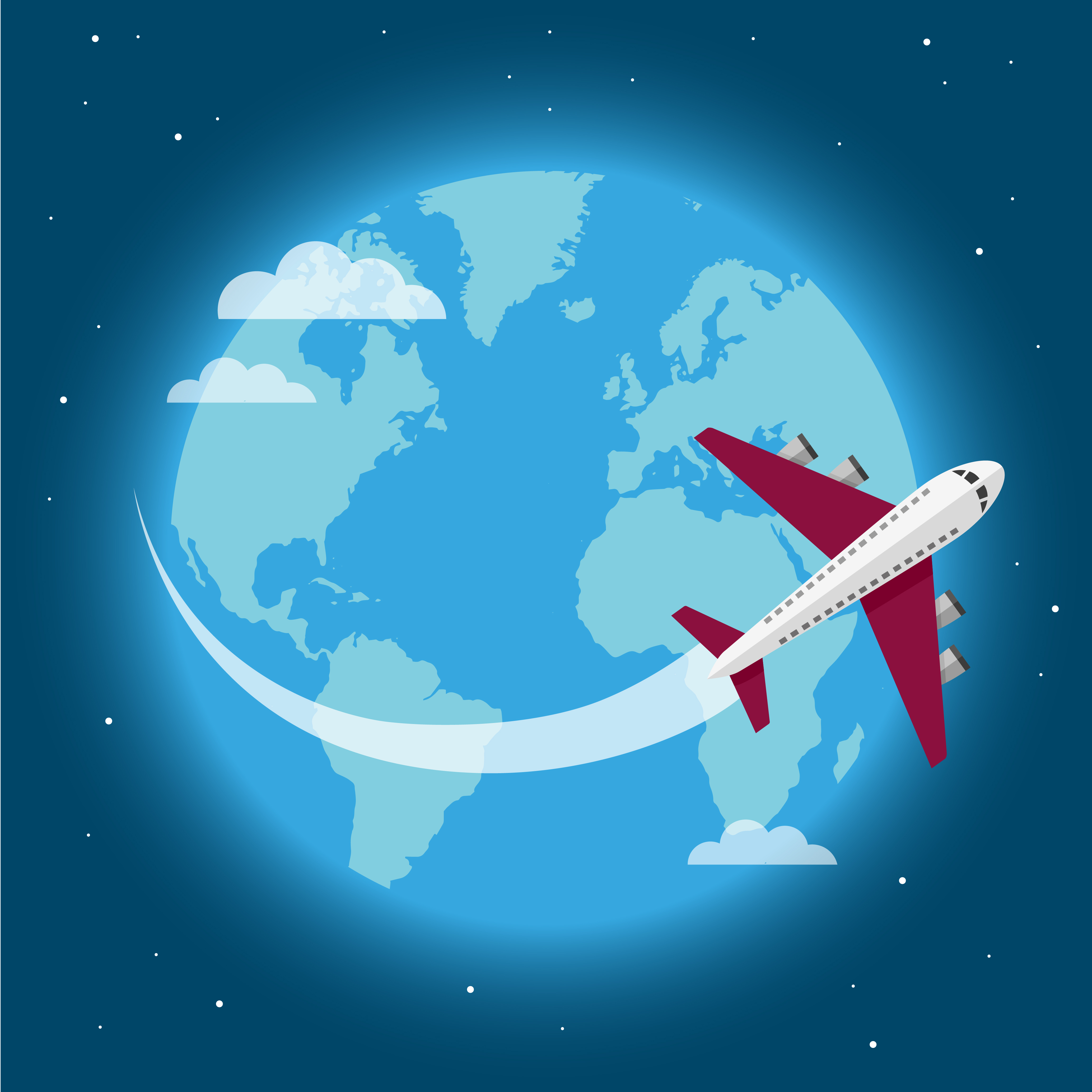 Plane Around The World Clip Art