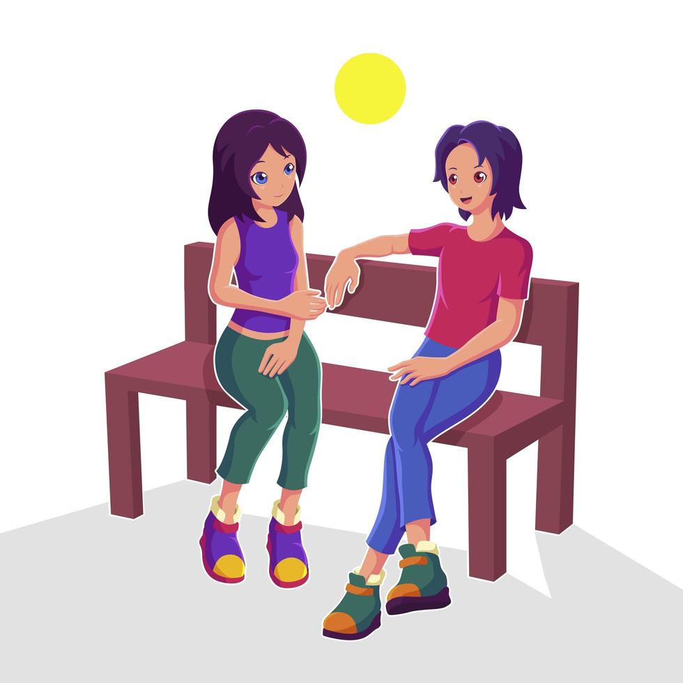 Couple sitting on a bench vector