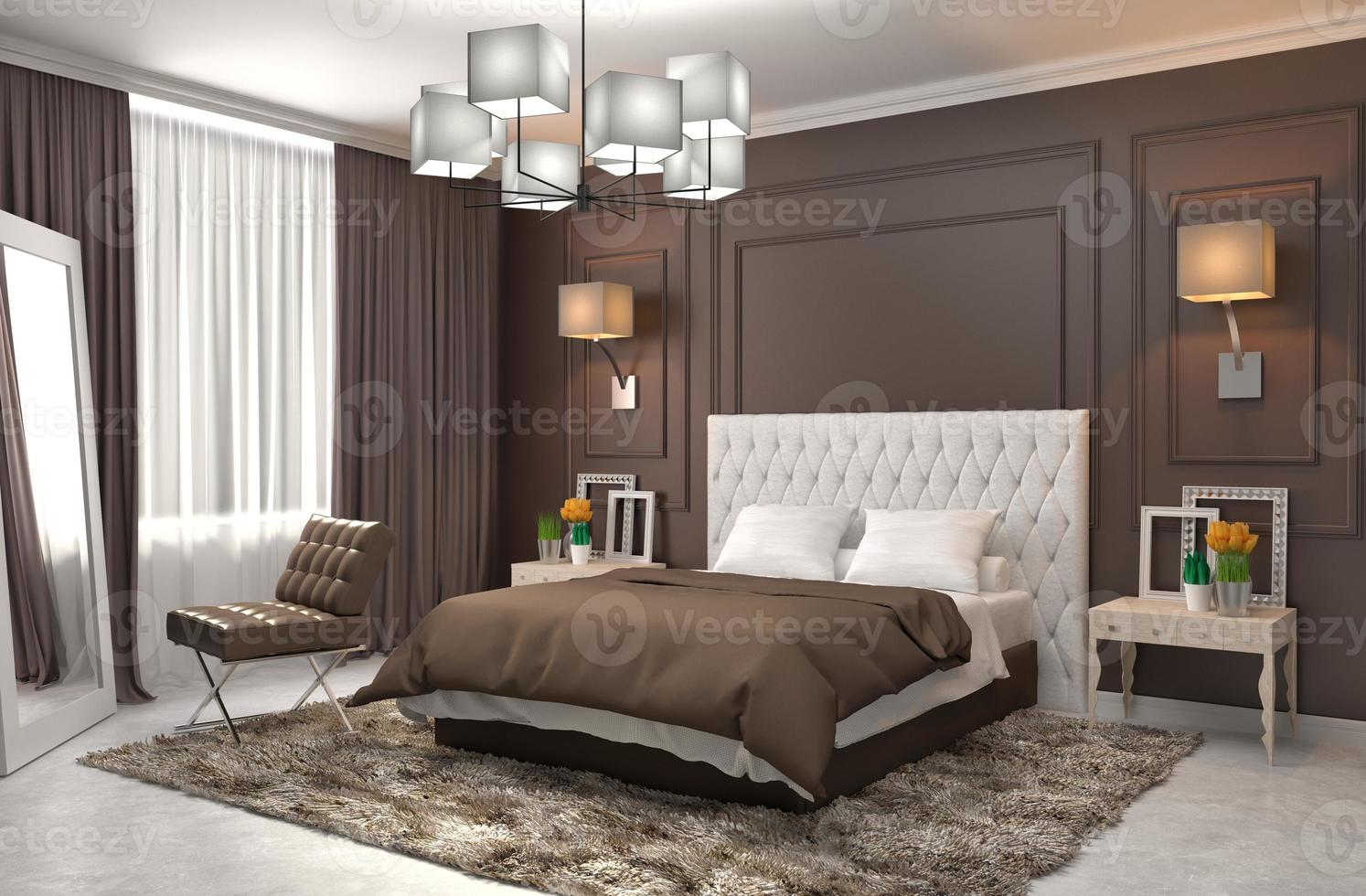 Bedroom interior. 3d illustration photo