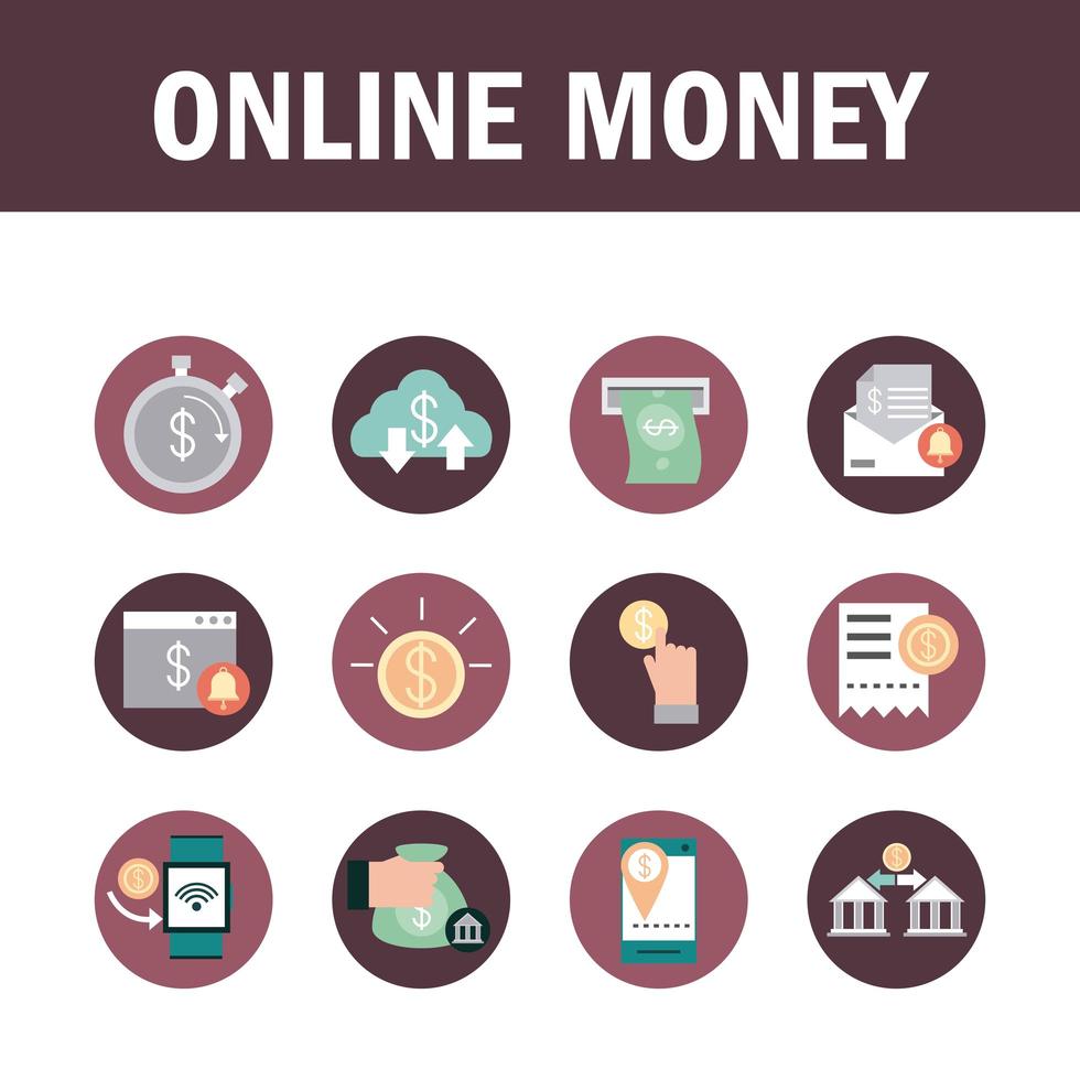 Mobile banking and finances icons collection vector