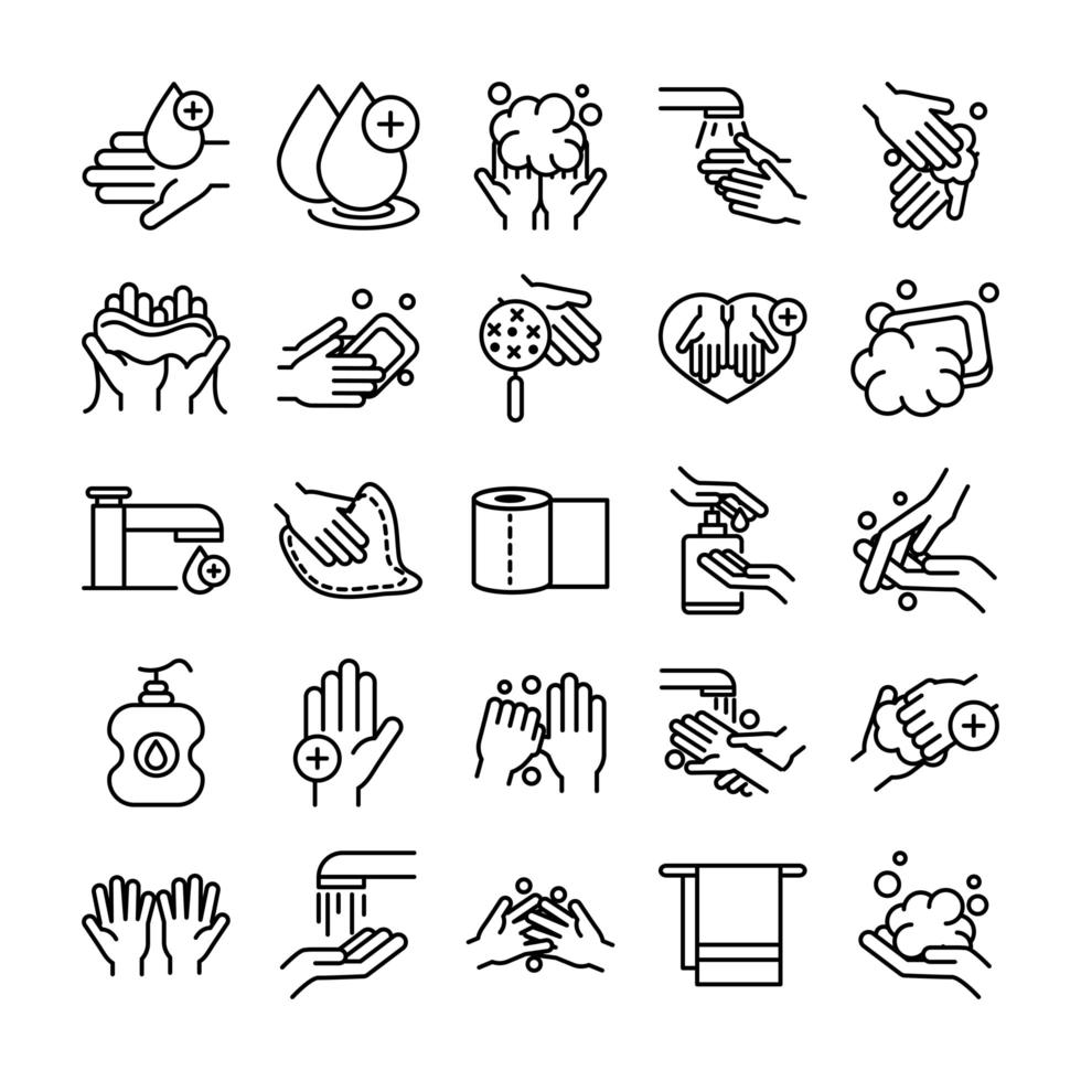 Hand hygiene and infection control pictogram icon collection vector