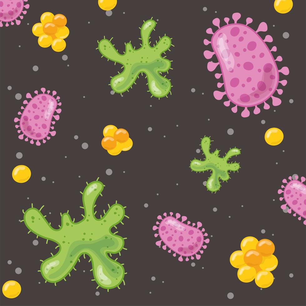 Cute virus, bacteria and cells pattern background  vector