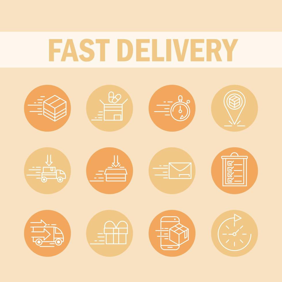 Express delivery and logistics icon pack block style vector