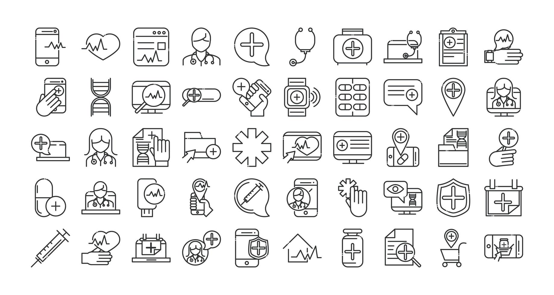 Online health and medical assistance icon collection vector