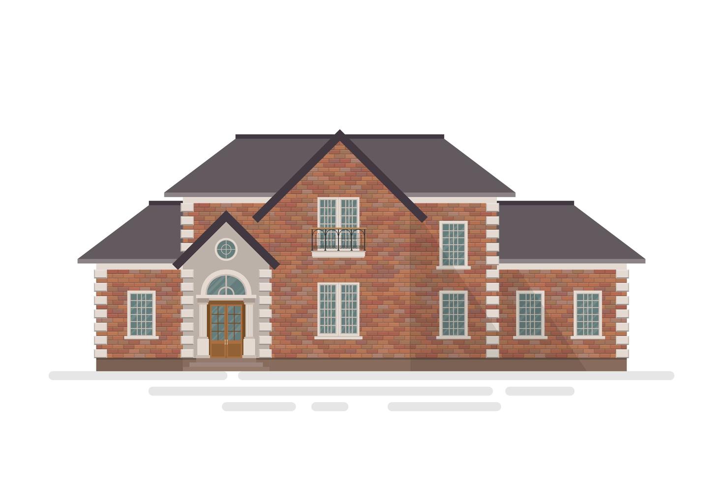 Suburban brick house isolated vector