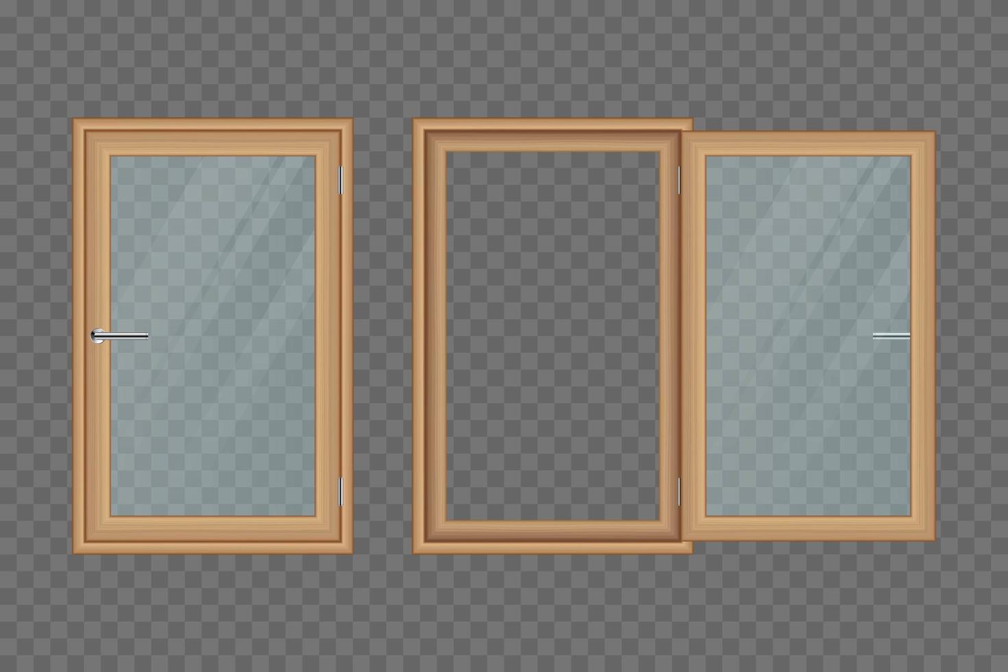 Wooden home windows set isolated vector