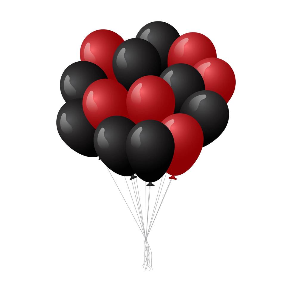 Realistic red and black birthday balloons vector