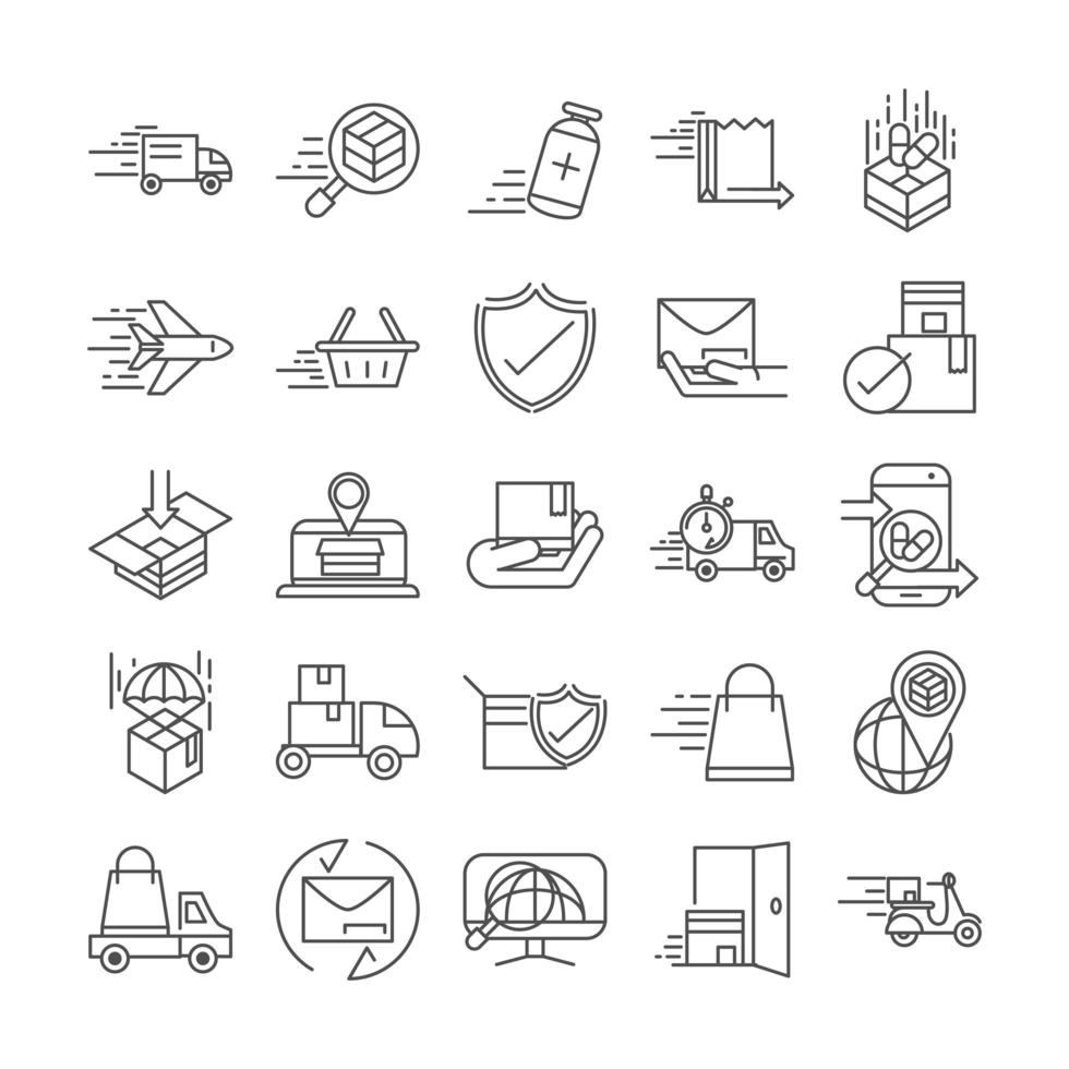 Express delivery and logistics line pictogram icon set  vector