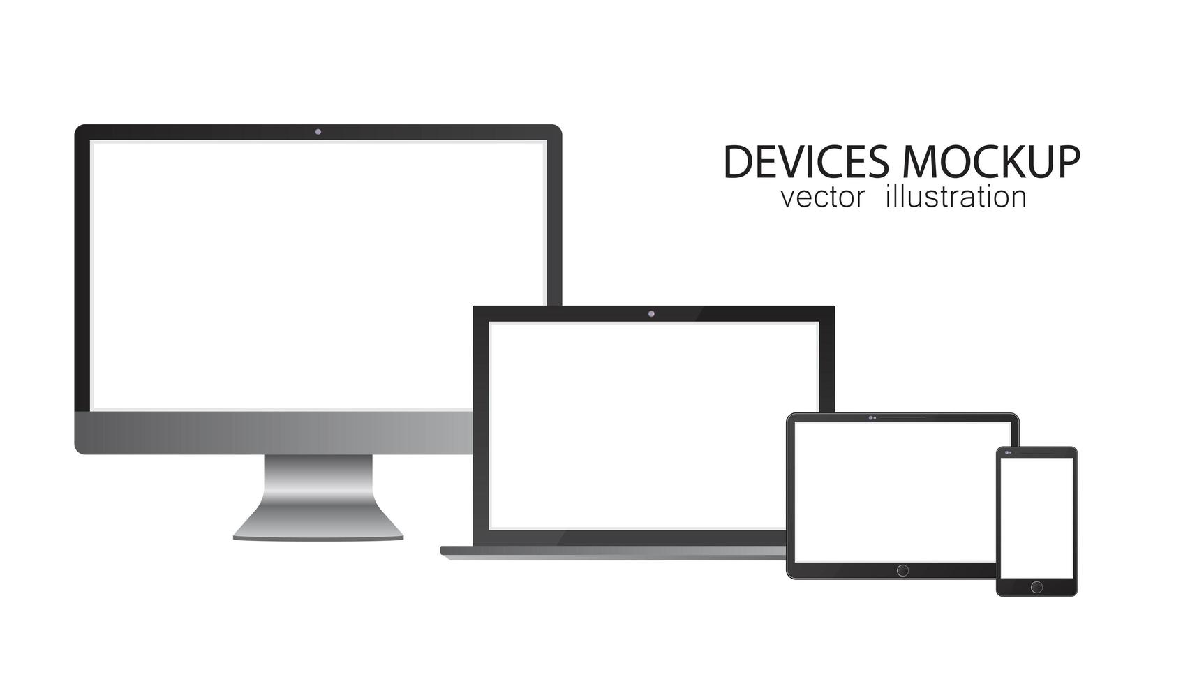 Set of monitor, tablet, laptop, smartphone vector