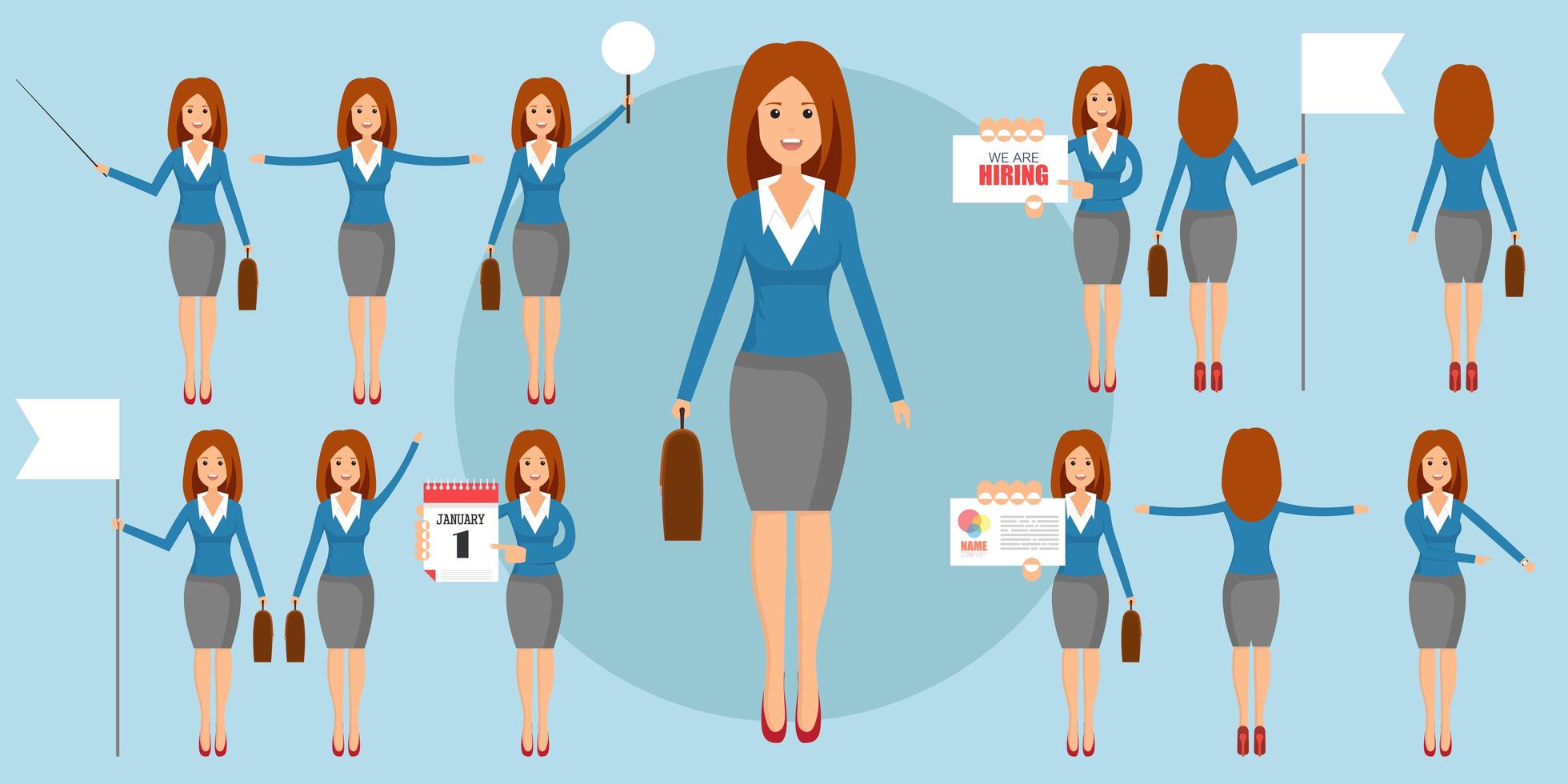Set of businesswomen in some positions vector